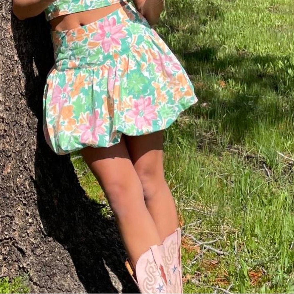 Free People Floral Lula Bubble Skirt size Medium